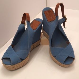 Tory Burch Canvas Wedges Size 6.5 Barely Worn